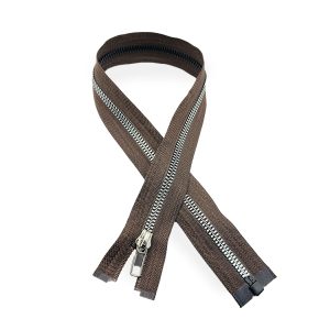 Cierre Resina #5 café/diente niquel 50 cm