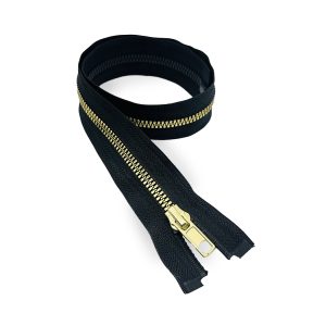 Cierre Resina #5 negro/diente oro 50 cm.