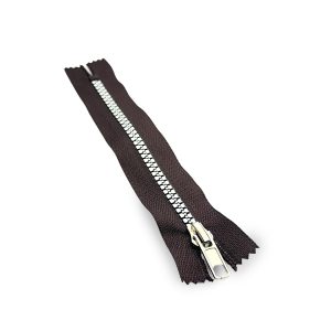 Cierre Resina #5 café/diente niquel 15 cm