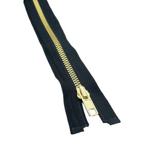 Cierre Resina #5 negro/diente oro 70 cm