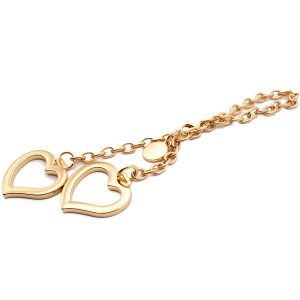 LLavero doble corazón oro